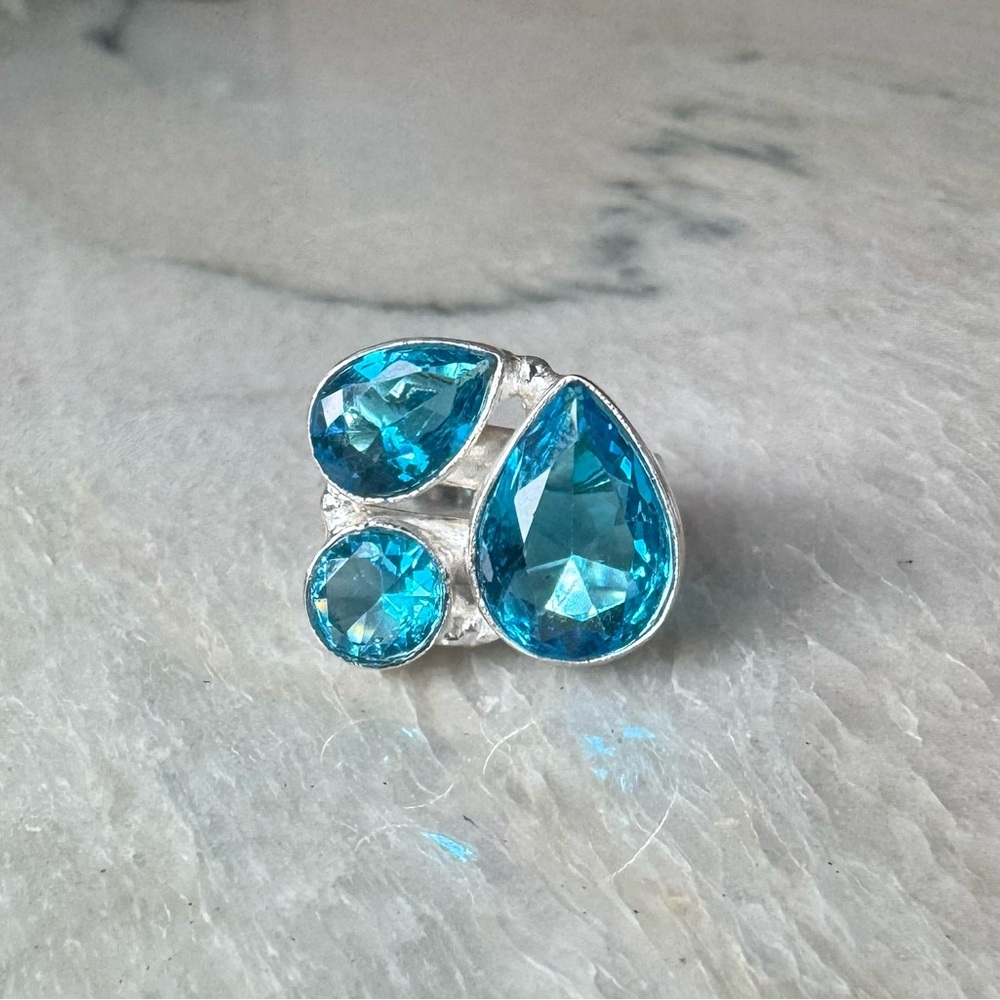 NWOT Sundance Seaside Palette Ring, Blue Topaz, Sterling Silver